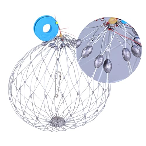 Guaber Steel Wire Fishing Trap Net for Saltwater Outdoor Fishing Tackle Tool Automatic Open Closing Fish Networks Automatic Open Closing Fishing Net
