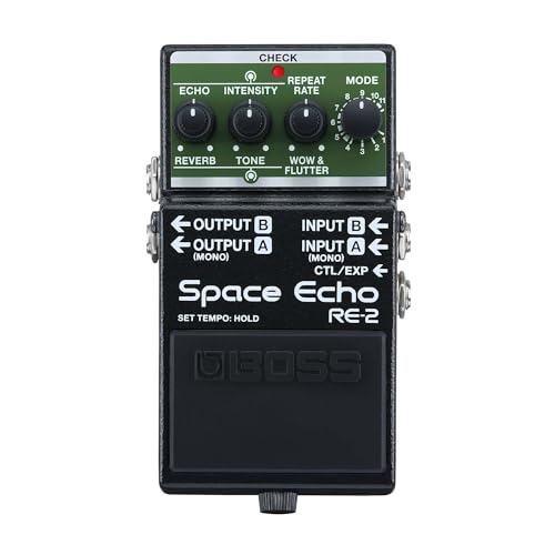 BOSS RE-2 Space Echo | Pedal de efectos de reverb y delay con eco de cinta | Recreación compacta y moderna del mítico Roland RE-201 Space Echo | Estéreo verdadero | Reverb de muelles | Wow & Flutter