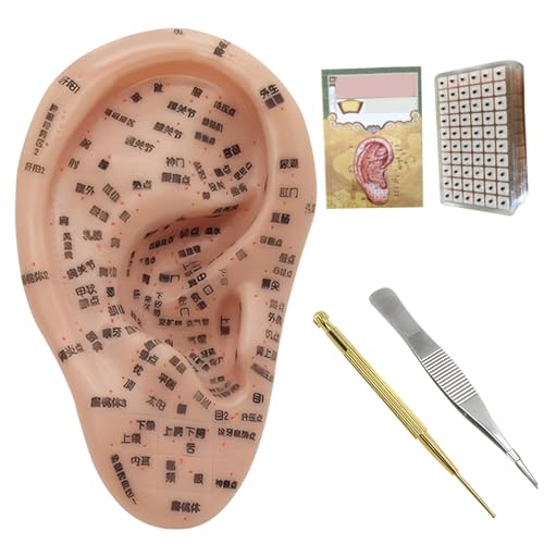 Kit de siembra de oído suave para acupuntura con mapa de puntos y pinzas