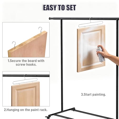 Kerty Cabinet Door Painting Hanger, Mobile Paint Drying Rack for Kitchen Cabinet Doors, Trim & Panels with 12 Metal Wire Hangers and 60 Screw Hooks by Kerty - Used condition - Image 5