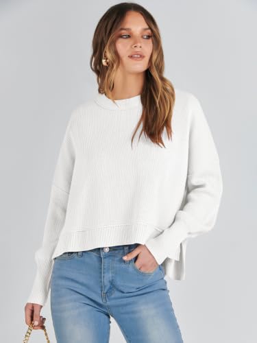Image of ANRABESS Cropped Sweaters for Women Long Sleeve Oversized Fall Outfits