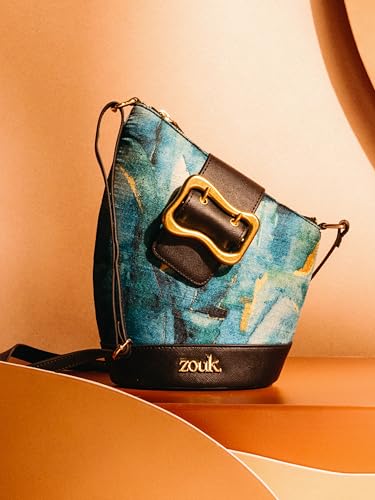 Image of ZOUK Women's Ardha Sling Bag | Black Vegan Leather Crossbody Bag | Asymmetric Silhouette| Adjustable Strap