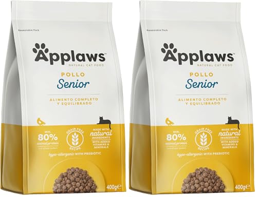 Applaws Alimento Completo Natural para Gatos Mayores con Pollo - 400g Bolsa Resellable (Paquete de 2)