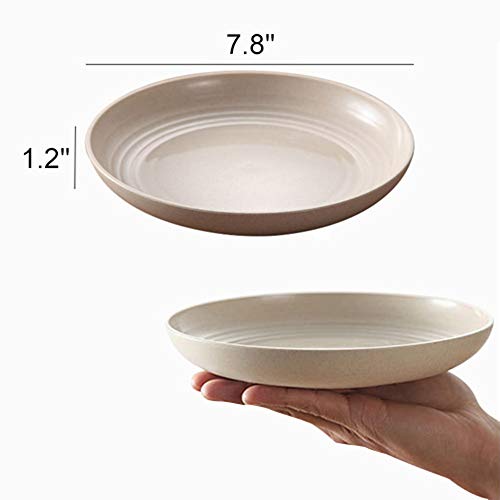 image for SUNTRY 4-Pcs 7.8in Wheat Straw Dinner Plates Microwave & Dishwasher Sa