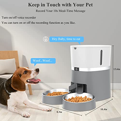ALUKE Cat Feeder, Automatic Cat Feeder for Double Pets, Pet Feeder Dog Food Dispenser with Splitter & Double Bowls, 6… - Image 4