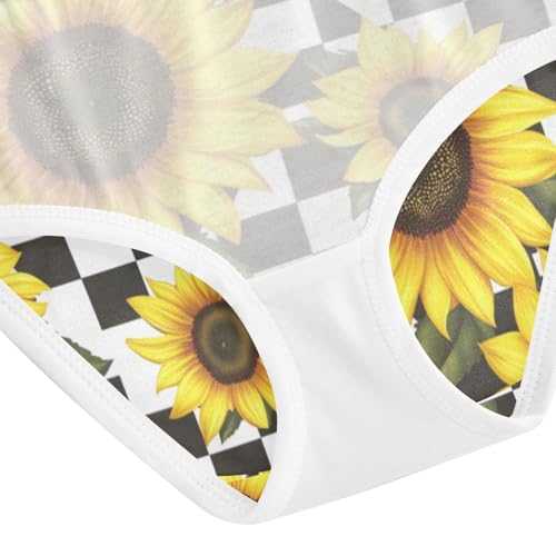 ZZKKO Yellow Sunflower Checkered Girls Underwear Toddler Panties for Girls Comfort Brief Size 2-8T4