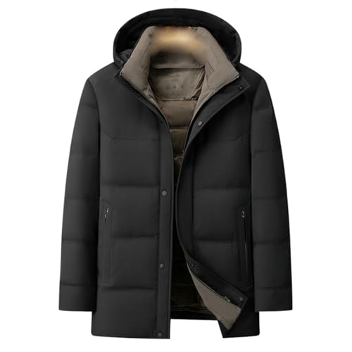Veste d'hiver mi-longue homme col montant parka chaude avec capuche amovible minimaliste
