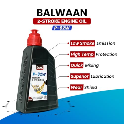 Image of Balwaan Krishi Premium 2-Stroke Engine Oil, 650ml, Low Smoke Emission with Superior Lubrication Pack Of 2 Compatible with all 2-stroke engines up to 7.5 Hp Engine, P-82W