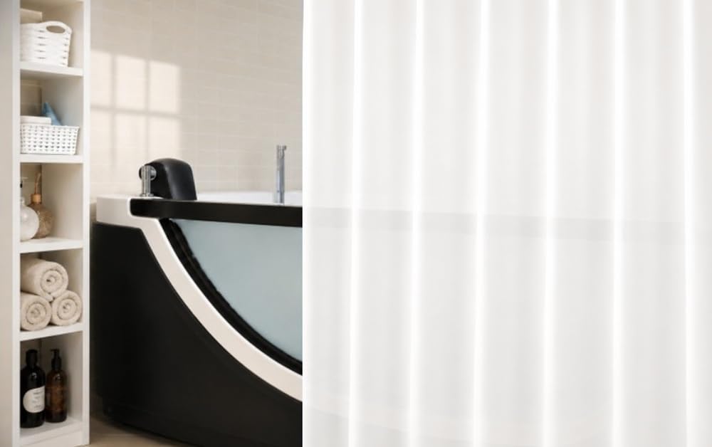 Spirella True Frosty White Shower Curtain WxH 71x79 in. (180x200cm.) EcoFriendly