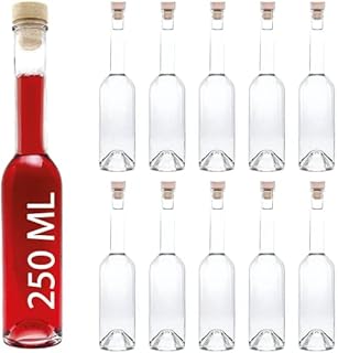 Casavetro OPI HGK 10 Empty Glass Bottles 250 ml Small Bottles with Cork Handle Cap 0.25 L Liqueur Bottles Schnapps Bottles Vinegar Bottles Oil Bottles (10 x 250 ml)