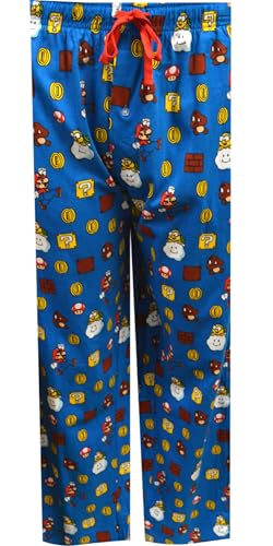 MJC Mens Super Mario Power Ups Royal Blue Cotton Lounge Pants (XX-Large)
