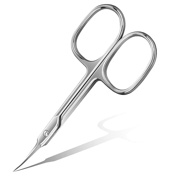 Cuticle Scissors Extra Fine Curved Blade, Professional Manicure Scissors, Multi-Purpose Stainless Steel Small Scissors With Pointed Tip Beauty Grooming Kit (Silver)-image-44