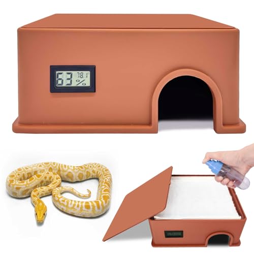 Reptile Hide Snake Hide with a Humidification Groove Equipped with a Temperature and Humidity Sensor Humid Hideout for Snakes Juvenile Ball Pythons Lizards Leopard Geckos and Other Small Reptiles.