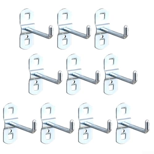 Convenient For tool Holder, Set of 10 Slanted Perforated Wall Hooks with 50mm Hooks
