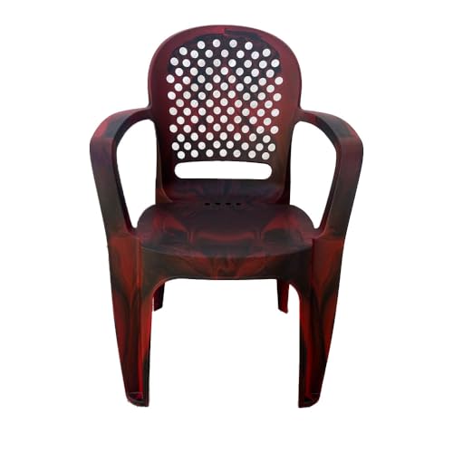 Image of Cello Crystal Armrest Plastic Chair with Matt Finish | Chairs for Home, Garden, Living Room Indoor and Outdoor Use (Colour: Rosewood, Set of 2)