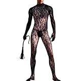 Mens Sexy Lace Fishnet Bodysuit Sheer Leopard Bodysuit Cosplay Sexy Gay Costume Women Halloween Rave Outfits