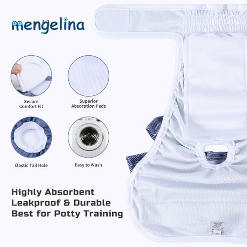 Image of Reusable Dog Diapers Female 3 Pack Doggie Diapers for Period Heat Incontinence Puppy Training (Medium, Jeans)