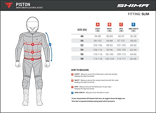 Shima Piston Men's Motorcycle Jacket - Leather, Urban Jacket With Mesh Panels, Ce Protectors Of Shoulders, Back, Elbows, Shoulder Sliders (Black, 54) #TOP3