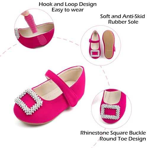 Image of PHIRAMIN Toddler Flower Girl Dress Shoes - Little Girl Mary Janes Flats Wedding