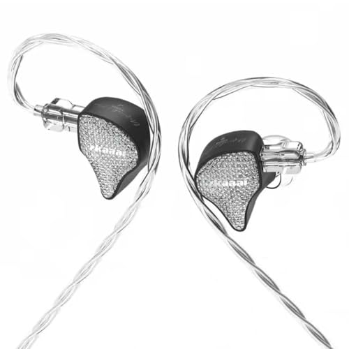 Image of EarAcoustic X Zkaaai Cipher In-Ear Monitor Earphone with HD Mic, 10mm Nanocrystal drivers, Dual Magnetic Tesla Neodymium, Silver-Plated Wired IEM, 3.5mm Gold-Plated Plug, Crystal Diamond Shells(Black)