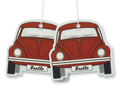 BRISA VW Collection - Volkswagen Scented Car Air Freshener Fragrance Deodorizer for Car/Auto or Home with Volkswagen Beetle/Bug Front Design (Melon/Red/2-pc Set)