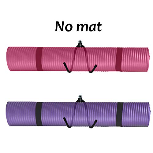 Adjustable Wall Mount Yoga Mat Foam Roller Wall Rack Storage Exercise Mat Hooks Organizer Bath Towels Holder for Hanging Yoga Strap Resistance Bands at Your Fitness Class Home Gym - No Mat -2/PK