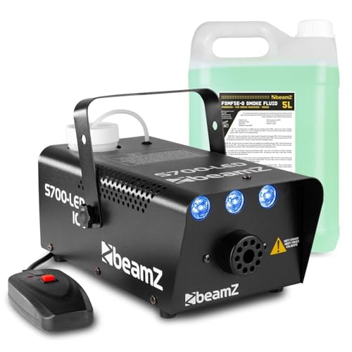 Pack BeamZ S700LED Ice - Machine à Fumée 700 W + 5 L Liquide inclus - Effet LED Bleu Ice & Support | Soirées, Bars & Halloween
