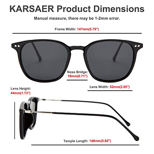 Karsaer Vintage Polarized Square Round Cateye Sunglasses for Women Men Retro Lightweight Cat Eye Frame Shades K70424