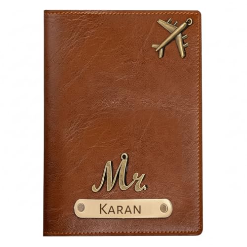 Image of Personalised PU Leather Passport Cover with Name | Customized Passport Holder & Card Organizer | Stylish Unisex Travel Wallet & Gift for Men & Women - Lightweight Design
