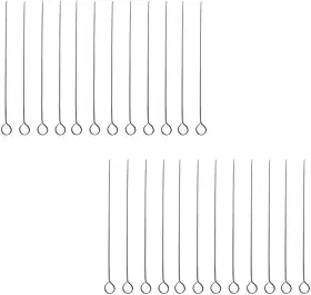 Kit 24 Pçs Espetinhos De Churrasco 38cm Ideal para Carne Frango Coração Ponta Chapada