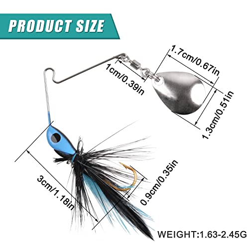 Spinnerbait Bass Fishing Lures Set,Mini Rooster Fishing Spinner Lure Multicolor Hard Metal Spinner Baits Jigs Lure For Bass Trout Pike Bluegill Freshwater Saltwater Fishing #TOP3