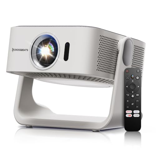 Image of Crossbeats Lumex Aura Projector 4K Ultra HD Supported, Google TV Official with Netflix,Android 14, 1080p Native, 1000 ANSI, WiFi, 300'' Smart Mini Projector for Room, Portable Home Theater Cinema