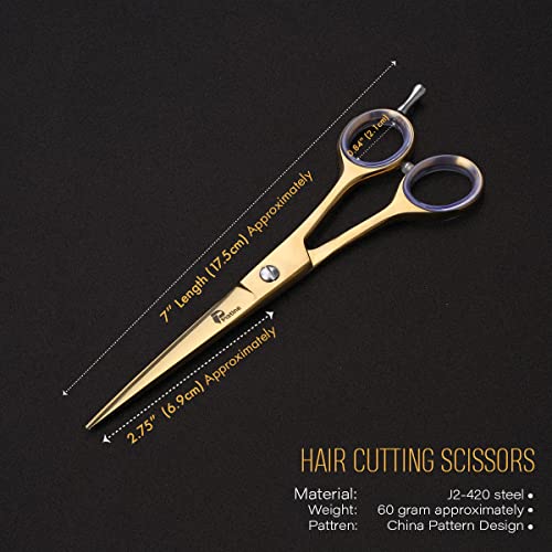 Hair Cutting Scissors- Platine 6.5 Inch Titanium Gold Hair Scissor For Home & Salon - Scissor For Hair With Fix Screw #TOP1