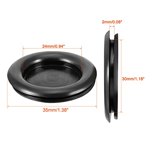 sourcing map 10 Stück Kabeldurchführung Gummi Drahtschutz Ölbeständig Gummistopfen Set Gummitüllen für Kabel Draht Elektroinstallation Kabelkanal Auto Boot 30mm Montagedurchmesser Schwarz