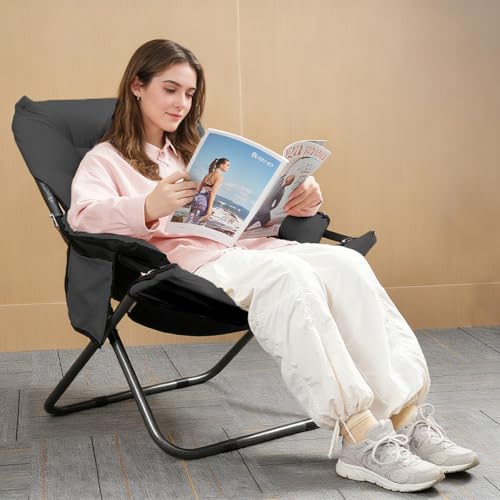 Cadeira Reclinável Dobrável com Braços (Preta)