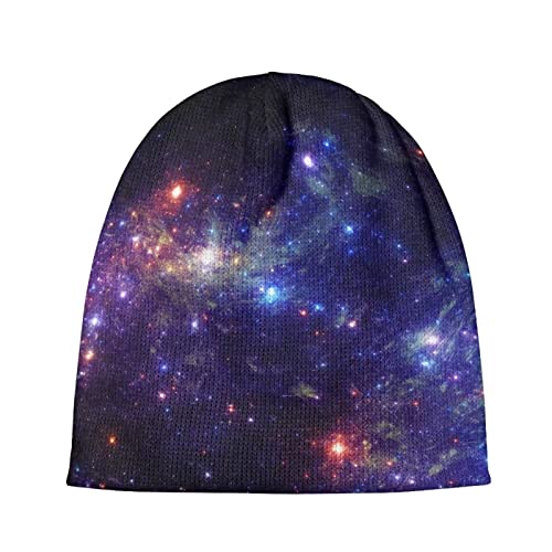 Babrukda Womens Mens Knit Beanie, Galaxy Space Print Winter Hats for Women Men, Soft Warm Unisex Beanies, Skull Cap Headwear for Spring Fall Winter