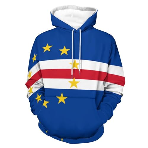 KETAFOUND Sudadera con Capucha 3D Marina De Guerra Unisex, Bandera De Las Islas De Cabo Verde Capucha con Cordón Ajustable, Bolsillo Grande, Corte Holgado Y Cómodo 4XL Apto para Parejas