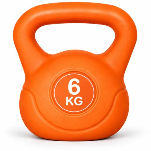 Orange Vinyl-Coated Kettlebell with 2 kg to 12 kg Options