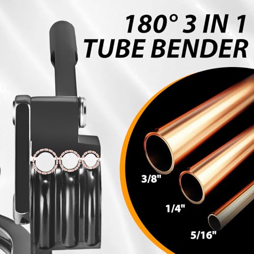 Tube Bender - 180 Degree 3 in 1 Pipe Bender Suitable for Bending 1/4\" 5/16\" 3/8\" OD Copper、 Brass、 Aluminum & Thin Steel Pipes - Black - Thumbnail 2
