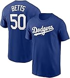 Outerstuff MLB Youth 8-20 Performance Polyester Team Color Player Name and Number Jersey T-Shirt (14-16, Mookie Betts Los Angeles Dodgers Blue)