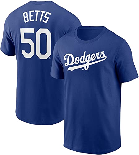 Outerstuff MLB Youth 8-20 Performance Polyester Team Color Player Name and Number Jersey T-Shirt (14-16, Mookie Betts Los Angeles Dodgers Blue)