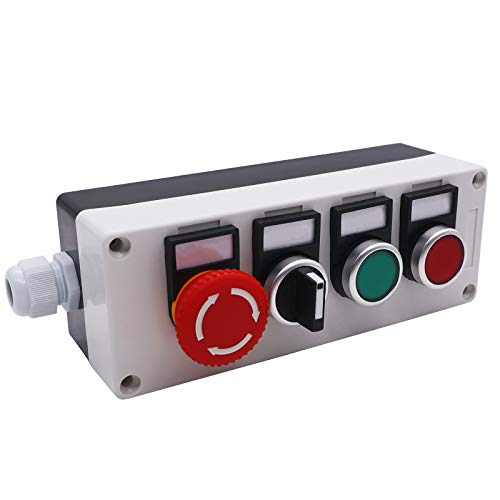 Twtade/Red Green Momentary Switch, Red Mushroom Emergency Stop Latching Push Button Switch,3 Positions 2No Latching Select Selector Switch Station Box (Quality Assurance For 3 Years) Hz-11Zs-20X-Gr #TOP1