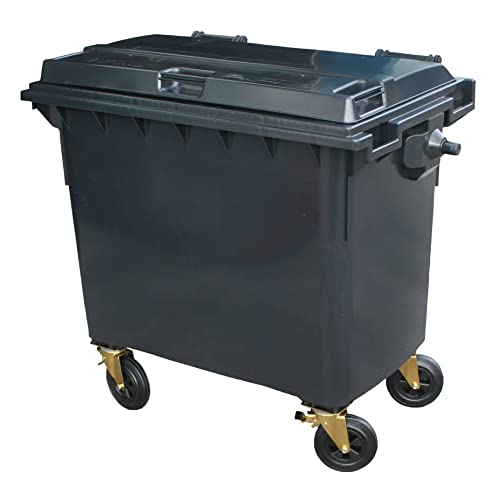 BritishBins Grey 660 ltr Wheelie Bin - Regular Size 4-Wheel Wheelie Bin - Tough & Durable - For All Your Outdoor Rubbish & Recycling - EN840 Certified & Tested