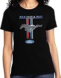 Ford Mustang Stripe Ladies Shirt, Black Large