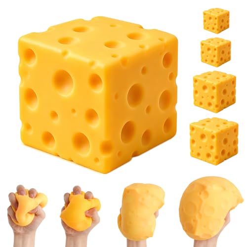 Cheese Squishy 2.4 Inch,Squishies Cheese Block Squeeze Toy,Stress Relief Sensory Fidget Toy,Holiday & Birthday Gifts for Teens & Adults