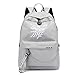 VICTOE Modischer Rucksack mit USB-Ladekabel, leuchtende Kette, Nylon, weiblich, Teenager, einfarbig, für Mädchen, grau (Grau) - VICTOE-5681