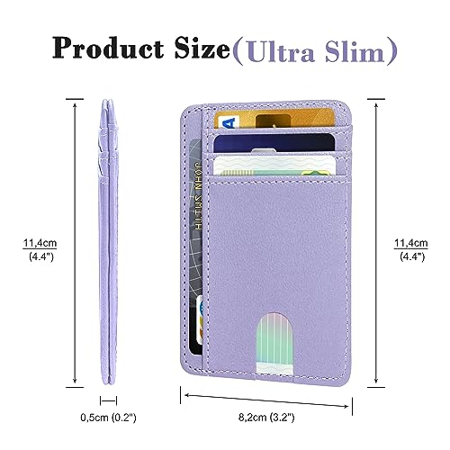 Image of CONISY Slim Credit Card Holder for Women, Thin Front Pocket Leather Mini Wallet with RFID Blocking (Purple)