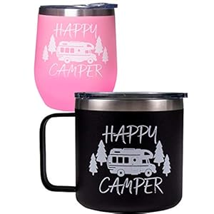 Birthday Gifts for Camper,Camping Gifts for Couple,Happy Camper Mugs,Camping Mug,Camping Cups,Thermal Coffee Cup,RV Camping,Best Gifts for RV Owners