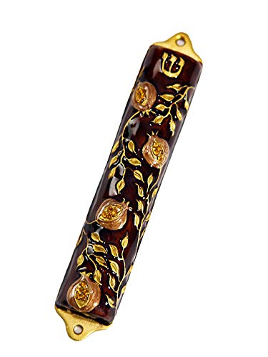 image for Creative Judaica, Bless This House Mezuzah Case - Pomegranate Tree Des