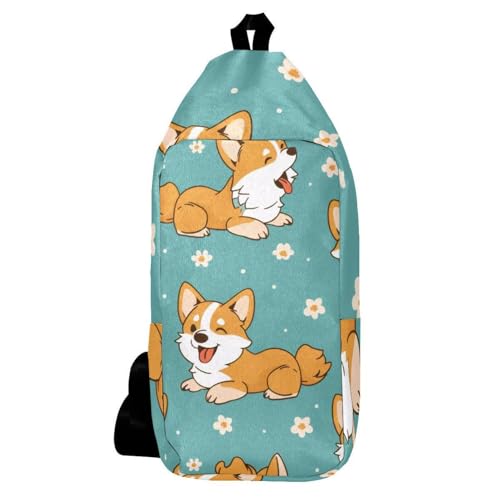 Sac à dos à bandoulière Corgi floral pour libérer vos mains au quotidien
